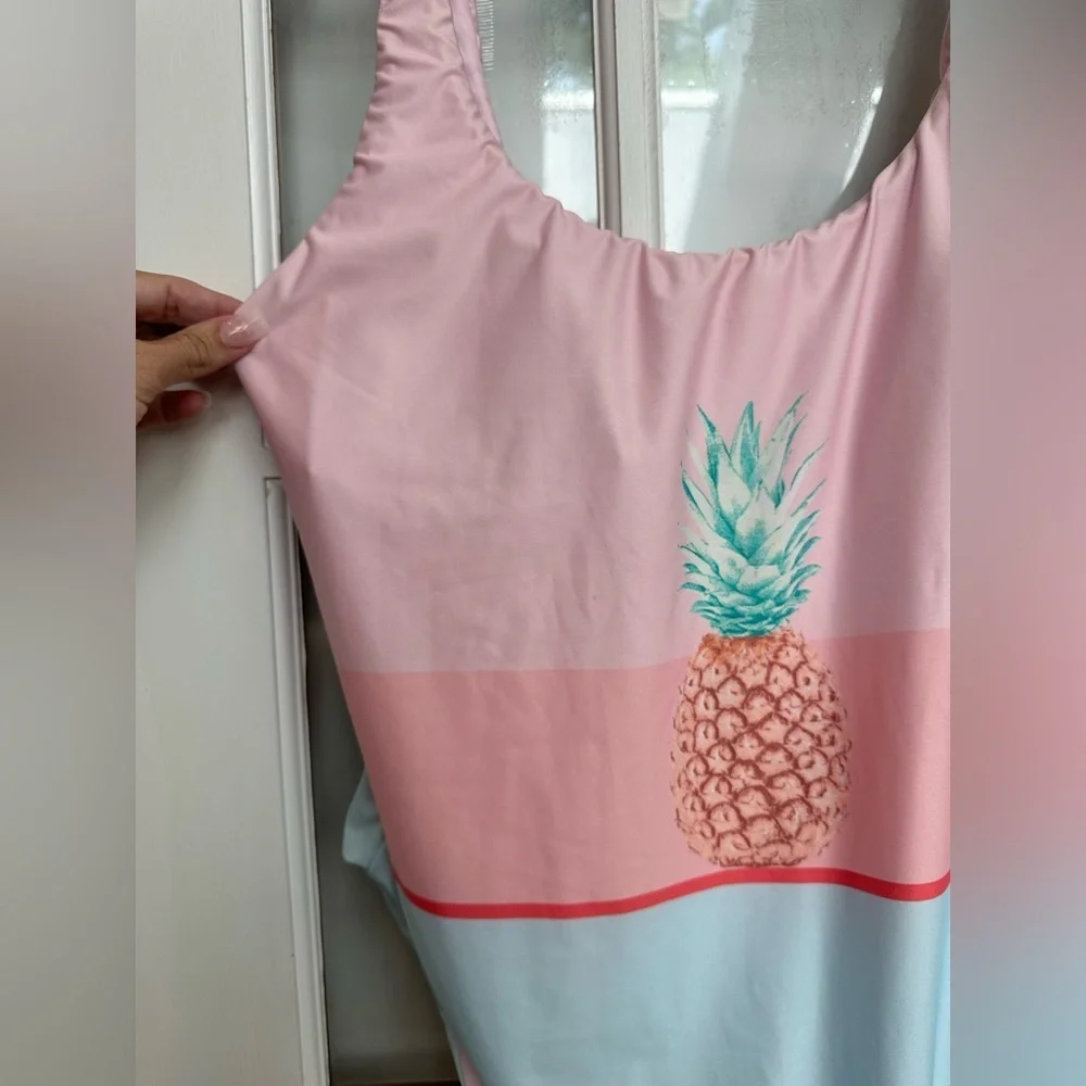 The Bikini Lab Pineapple Pop Art One Piece Swimsuit Plus Size 2X NWOT